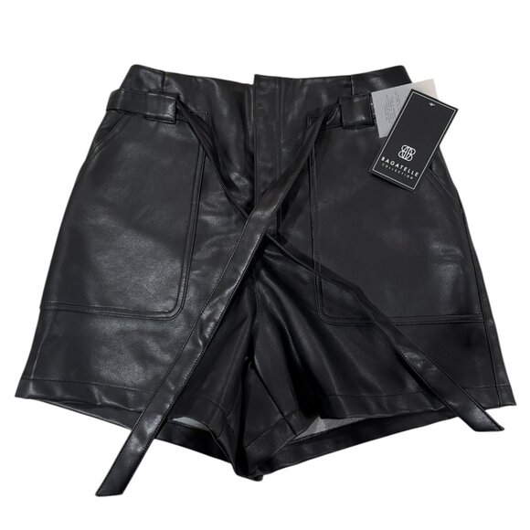 NWT Black Faux Leather High-Wait Belted Shorts – Bagatelle Collection, Size M - Picture 1 of 6